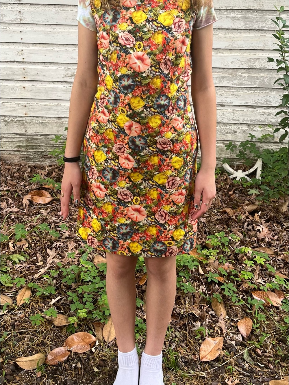 Vintage Marni Floral Print Shift Dress in Yellow Multi